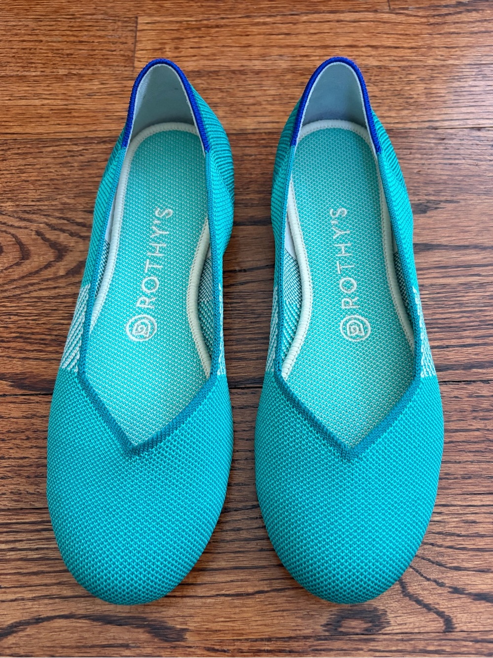 Rothy's The Flat In Calypso Teal Retired Print Size 8.5 Round Toe Ballet